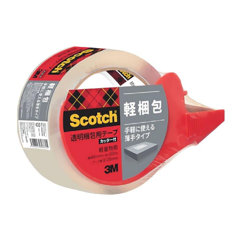 ３Ｍ　透明梱包用テープ　カッター付　４８ｍｍＸ５０ｍ　軽量物用＿