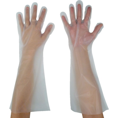 東京パック　緊急災害対策用手袋ロング五本絞りＬ　半透明＿