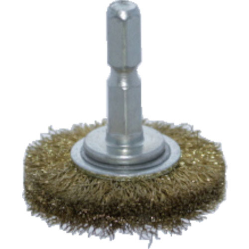 ＴＲＵＳＣＯ　軸付ホイールブラシ　ファイ３８Ｘ軸６．３５　真鍮線　線径０．１５＿