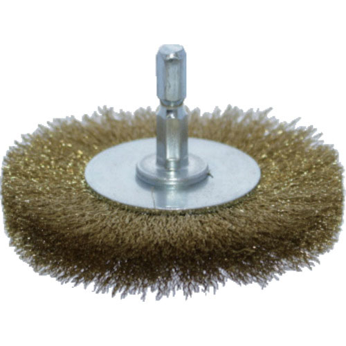 ＴＲＵＳＣＯ　軸付ホイールブラシ　ファイ７５Ｘ軸６．３５　真鍮線　線径０．１５＿