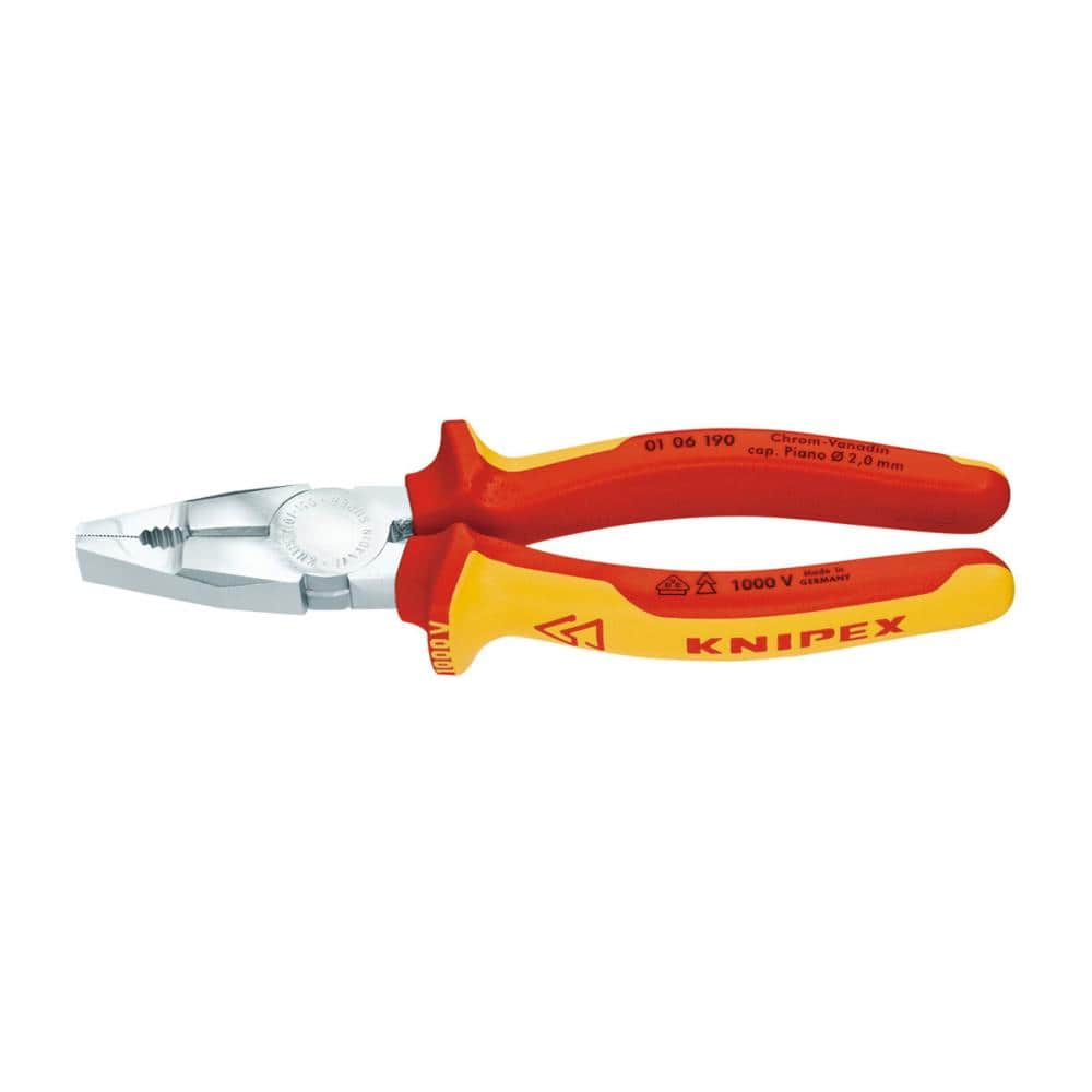 ＫＮＩＰＥＸ（クニペックス）　１０００Ｖ　絶縁ペンチ　１９０ｍｍ　０１０６－１９０