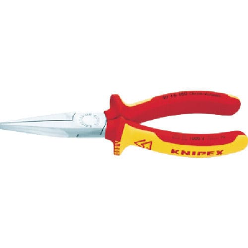ＫＮＩＰＥＸ　絶縁１０００Ｖロングノーズプライヤー　先端平型　１６０ｍｍ＿