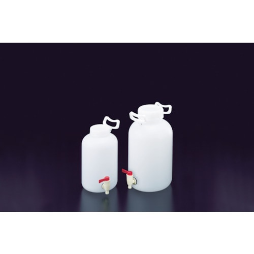 サンプラ　ＰＥ取手付広口下口活栓瓶　ナチュラル　５Ｌ＿