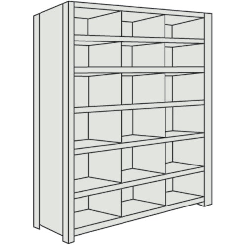 ＴＲＵＳＣＯ　軽量棚　縦仕切付　Ｗ８７５ＸＤ３００Ｘ１５００　３列６段　ネオグレー＿