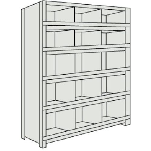 ＴＲＵＳＣＯ　軽量棚　縦仕切前当付　８７５Ｘ３００Ｘ１５００　３列５段　ネオグレー＿
