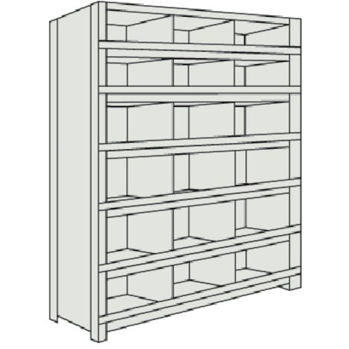 ＴＲＵＳＣＯ　軽量棚　縦仕切前当付　８７５Ｘ３００Ｘ１５００　３列６段　ネオグレー＿