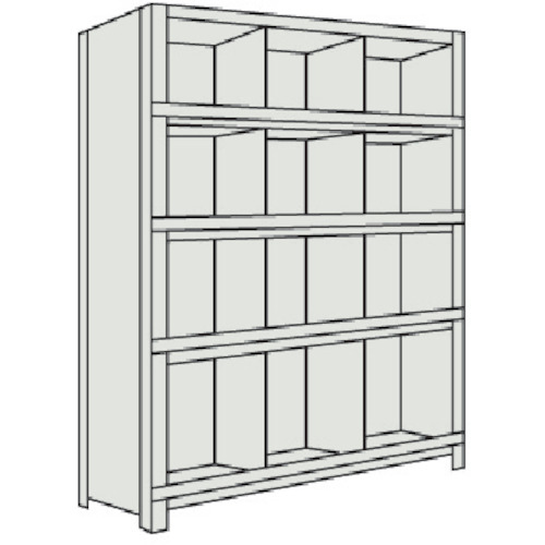 ＴＲＵＳＣＯ　軽量棚　縦仕切前当付　８７５Ｘ３００Ｘ１８００　３列４段　ネオグレー＿