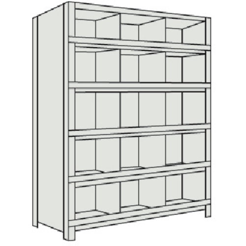 ＴＲＵＳＣＯ　軽量棚　縦仕切前当付　８７５Ｘ３００Ｘ１８００　３列５段　ネオグレー＿