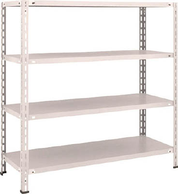 ＴＲＵＳＣＯ　軽量棚　中棚ボルトレス型１２００Ｘ４５０Ｘ１２００　４段　ネオグレー＿