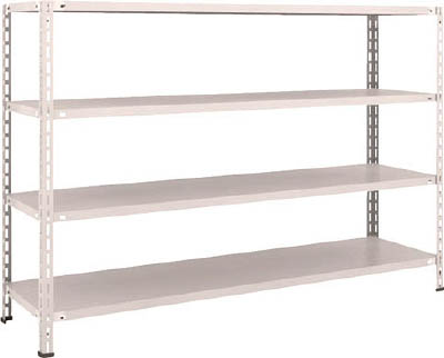 ＴＲＵＳＣＯ　軽量棚　中棚ボルトレス型１８００Ｘ４５０Ｘ１２００　４段　ネオグレー＿