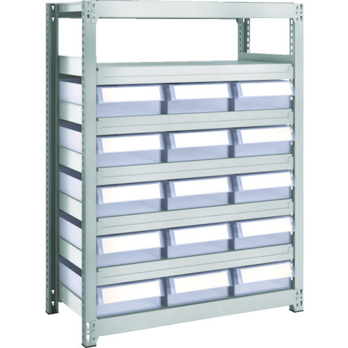 ＴＲＵＳＣＯ　Ｍ２型軽中量棚　Ｈ１２００　樹脂透明引出付　大Ｘ１５＿