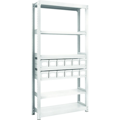 ＴＲＵＳＣＯ　Ｍ２型軽中量棚　Ｈ１８００　スチール引出付　小Ｘ１２＿