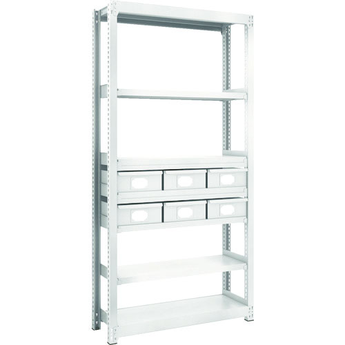 ＴＲＵＳＣＯ　Ｍ２型軽中量棚　Ｈ１８００　スチール引出付　大Ｘ６＿