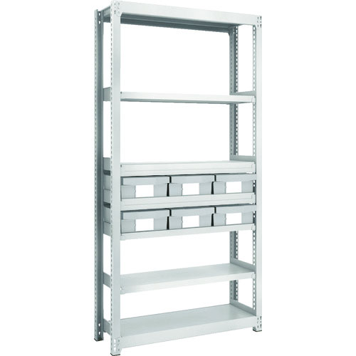 ＴＲＵＳＣＯ　Ｍ２型軽中量棚　Ｈ１８００　樹脂ＮＧ引出付　大Ｘ６＿