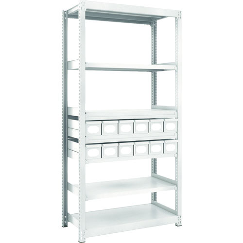 ＴＲＵＳＣＯ　Ｍ２型軽中量棚　Ｈ１８００　スチール引出付　小Ｘ１２＿