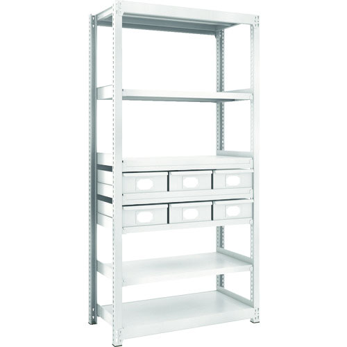 ＴＲＵＳＣＯ　Ｍ２型軽中量棚　Ｈ１８００　スチール引出付　大Ｘ６＿