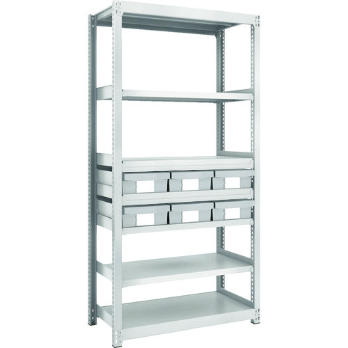 ＴＲＵＳＣＯ　Ｍ２型軽中量棚　Ｈ１８００　樹脂ＮＧ引出付　大Ｘ６＿