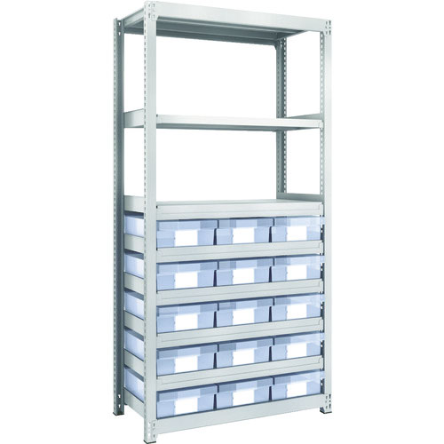 ＴＲＵＳＣＯ　Ｍ２型軽中量棚　Ｈ１８００　樹脂透明引出付　大Ｘ１５＿