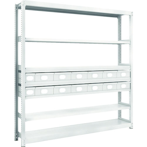 ＴＲＵＳＣＯ　Ｍ２型軽中量棚　Ｈ１８００　スチール引出付　小Ｘ２大Ｘ１２＿