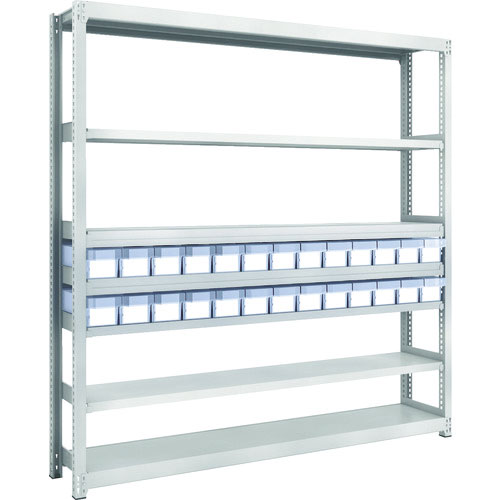 ＴＲＵＳＣＯ　Ｍ２型軽中量棚　Ｈ１８００　樹脂透明引出付　小Ｘ２６＿