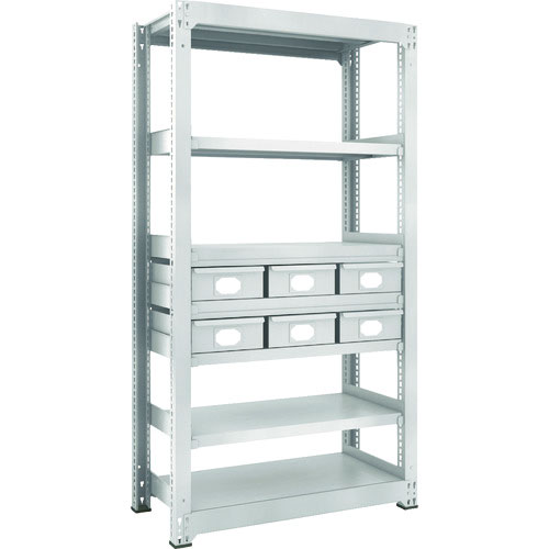 ＴＲＵＳＣＯ　Ｍ３型中量棚　Ｈ１８００　スチール引出付　大Ｘ６＿