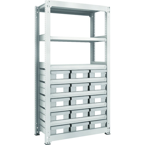 ＴＲＵＳＣＯ　Ｍ３型中量棚　Ｈ１８００　樹脂ＮＧ引出付　大Ｘ１５＿