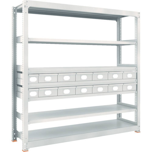 ＴＲＵＳＣＯ　Ｍ３型中量棚　Ｈ１８００　スチール引出付　小Ｘ２大Ｘ１２＿