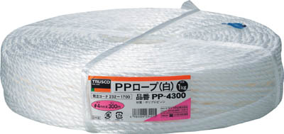 ＴＲＵＳＣＯ　ＰＰロープ　幅４ｍｍＸ長さ３００ｍ　白＿