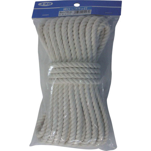 ユタカ　ロープ　綿ロープ３ツ打　８ｍｍ×１０ｍ＿