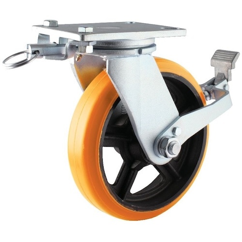 ヨドノ　重量用高硬度ウレタン自在車２５０ファイストッパー・旋回ロック付　＿