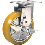 シシク　ステンレスキャスター　制電性ウレタン車輪自在ストッパー付　＿