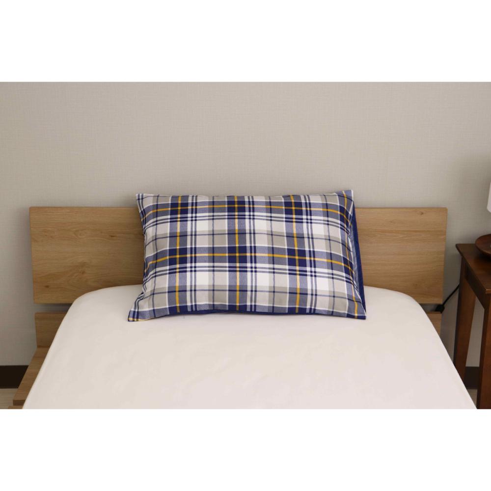 枕カバー　トラッドチェック　ネイビー　４３×６３ｃｍ