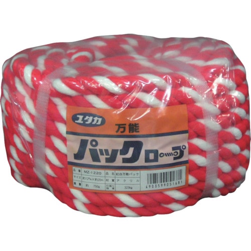ユタカ　アクリルロープ万能パック　１２×２０ｍ　紅白＿