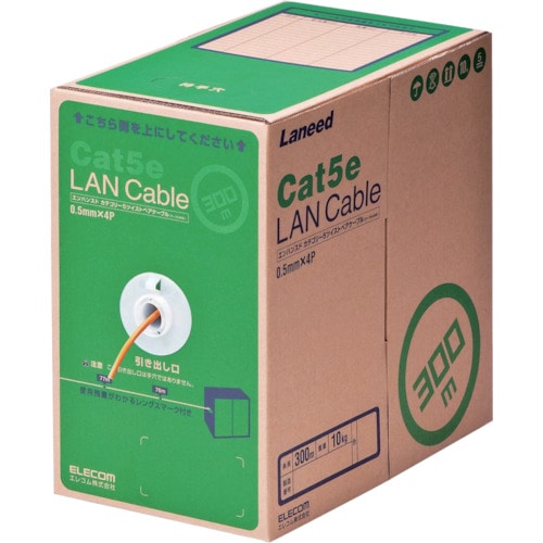 エレコム　ＥＵ　ＲｏＨＳ指令準拠ＬＡＮケーブル　ＣＡＴ５Ｅ　３００ｍ　オレンジ＿