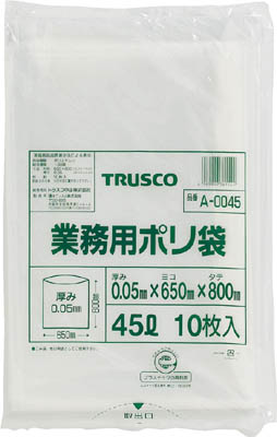 ＴＲＵＳＣＯ　業務用ポリ袋　厚み０．０５Ｘ４５Ｌ　１０枚入＿