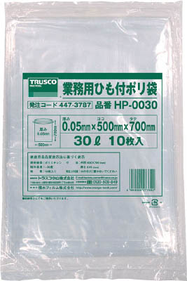 ＴＲＵＳＣＯ　業務用ひも付きポリ袋０．０５Ｘ３０Ｌ　１０枚入＿