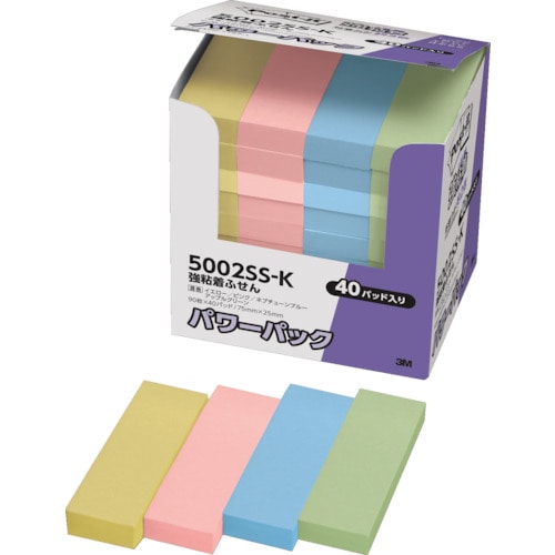 ３Ｍ　ポスト・イット　強粘着７５Ｘ２５ｍｍ９０枚Ｘ４０パッド４色混色　３６００枚＿