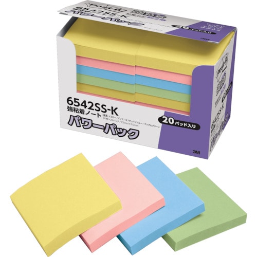 ３Ｍ　ポスト・イット　強粘着７５Ｘ７５ｍｍ９０枚Ｘ２０パッド４色混色　１８００枚＿