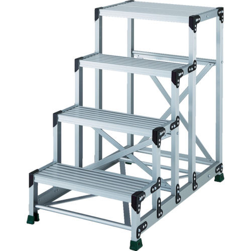 ＴＲＵＳＣＯ　アルミ合金製作業台　４段　高さ１．００ｍ　天板６００×４００＿