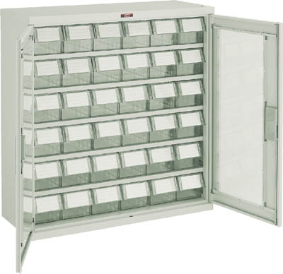 ＴＲＵＳＣＯ　バンラックケース　Ｍ型　両開き扉　透明引出小Ｘ３６個　透明＿＿