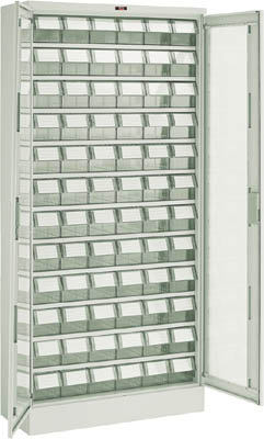 ＴＲＵＳＣＯ　バンラックケース　Ｍ型　両開き扉　透明引出小Ｘ７２個　透明＿＿