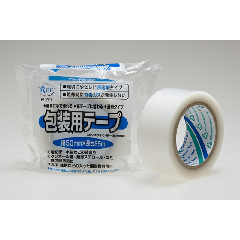 リンレイテープ　包装用ＰＥワリフテープ　ＥＦ６７０Ｅ　５０×２５　半透明　ＥＦ６７０Ｅ－５０Ｘ２５