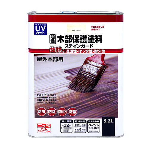 油性木部保護塗料ステインガード　３．２Ｌ　透明クリヤー