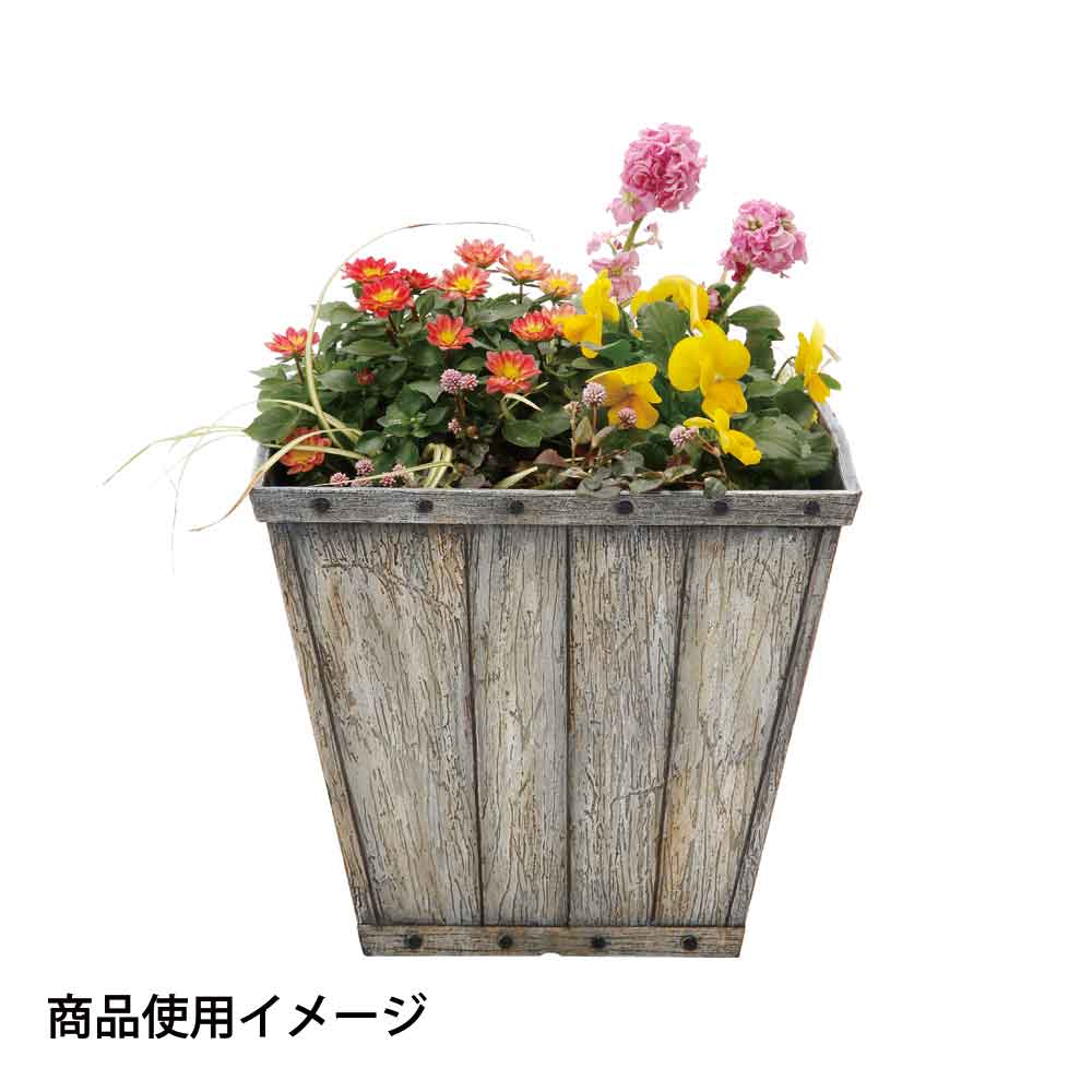 か～るい木樽風ポットスクエア　ブラウン　２５ｃｍ角