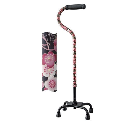 アルミ製４点杖　レッドフラワー　ＥＡ４－１０２