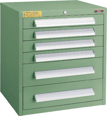 ＴＲＵＳＣＯ　ＷＬＶＲ型キャビネット　５００Ｘ４１２ＸＨ５４０　引出６段　緑＿