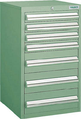 ＴＲＵＳＣＯ　ＬＶＲ型キャビネット　３９２Ｘ４１２ＸＨ６６０　引出７段　緑＿
