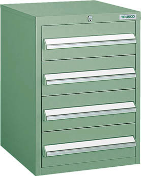 ＴＲＵＳＣＯ　ＬＶＲ型キャビネット　３９２Ｘ４１２ＸＨ５４０　引出４段　緑＿