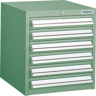 ＴＲＵＳＣＯ　ＬＶＲ型キャビネット　３９２Ｘ４１２ＸＨ４２０　引出６段　緑＿