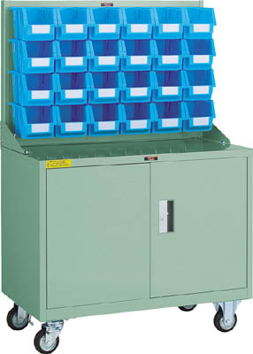 ＴＲＵＳＣＯ　パネルコンテナラック　移動式保管庫付　コンテナ中Ｘ２４＿